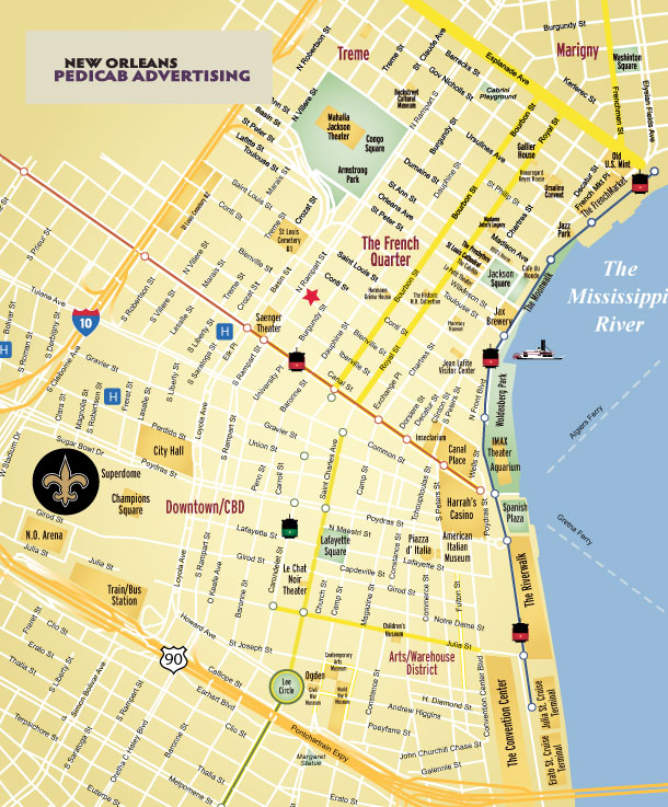 New Orleans Pedicab map