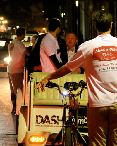 Pedicab ride at night